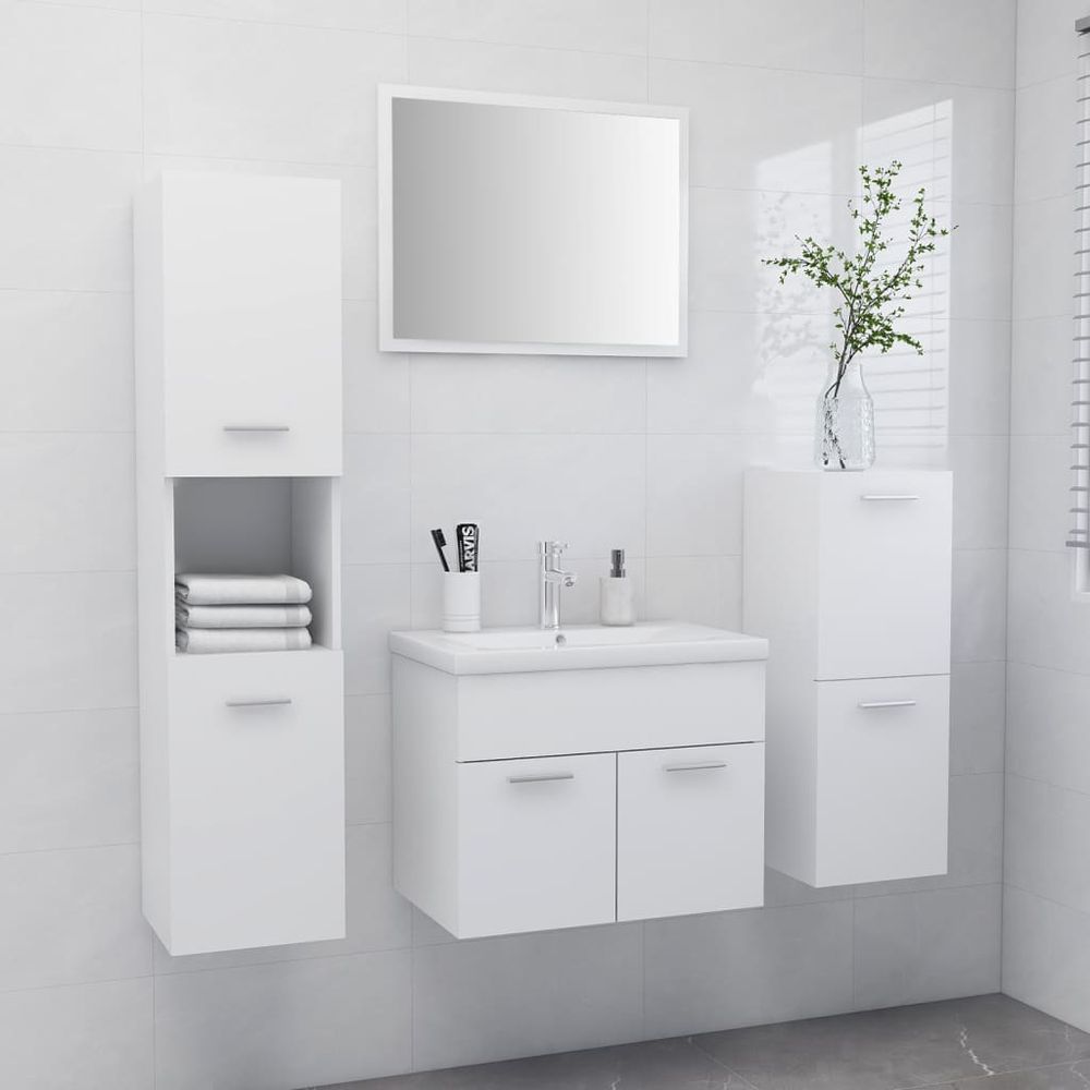 Vidaxl Súprava kúpeľňového nábytku biela drevotrieska